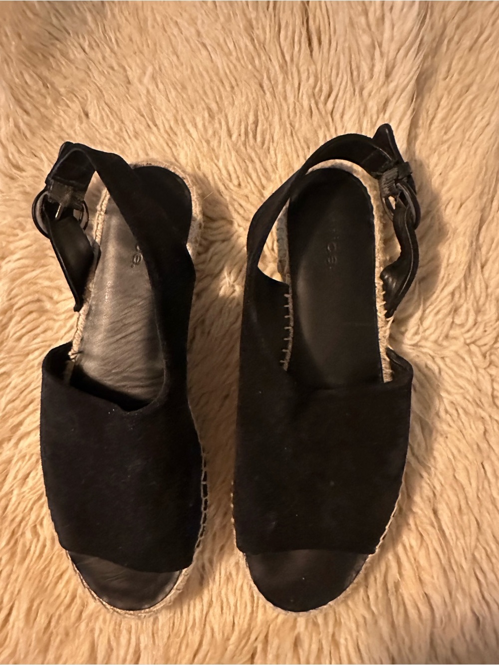 Vince Black Suede Espadrille Slingback Sandals Size 9 1/2